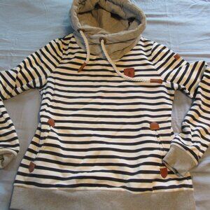 Womens Wanakome Artemis Striped Hooded Sweatshirt / Hoodie Sz L